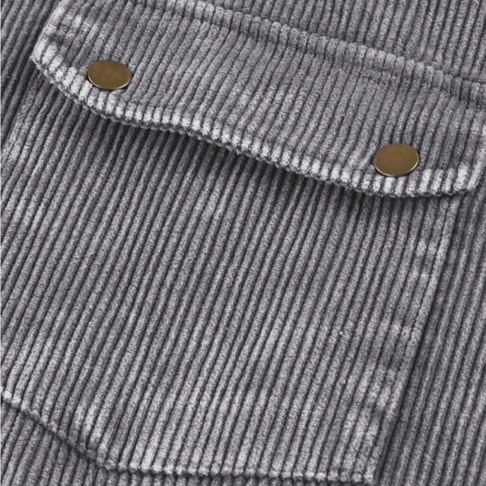 Cozy Corduroy Hoodie Jacket Shacket Button Down Shirt - Picture 12 of 16